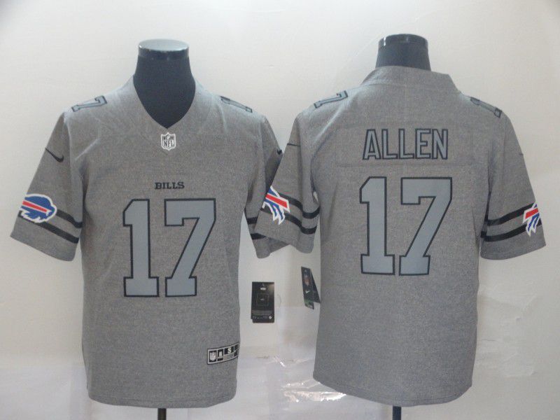 Men Buffalo Bills 17 Allen Grey Retro Nike NFL Jerseys